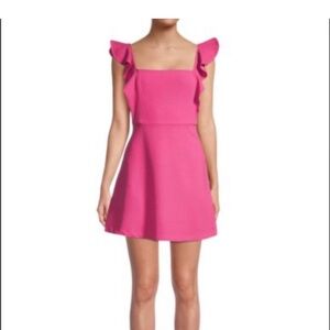 BCBG Pink Ruffle Sleeve Dress